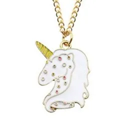 polly Earrings L01 Gold White Speckled Unicorn Necklace FREE EARRINGS