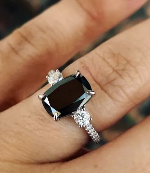 Rings alice R284 Silver Black Gemstone Ring
