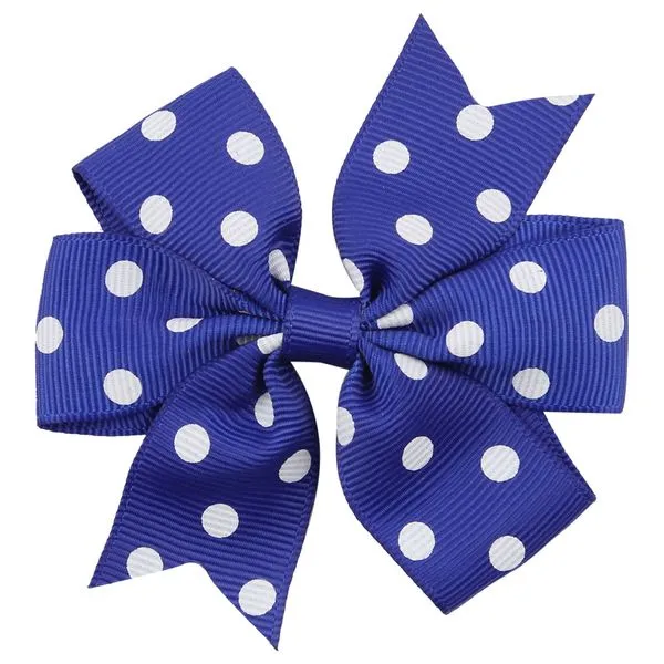 Rings H541 Small Royal Blue White Polka Dot Bow Hair Clip 01