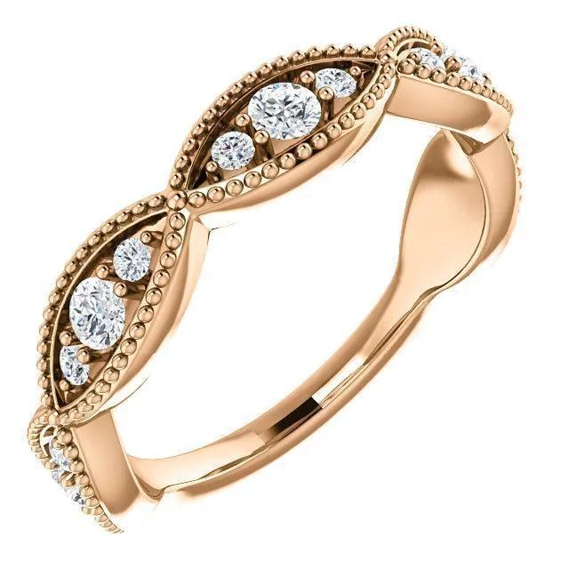 Rings Kenla Round Trifecta Diamond 34 Eternity Milgrain Band Fire Brilliance 