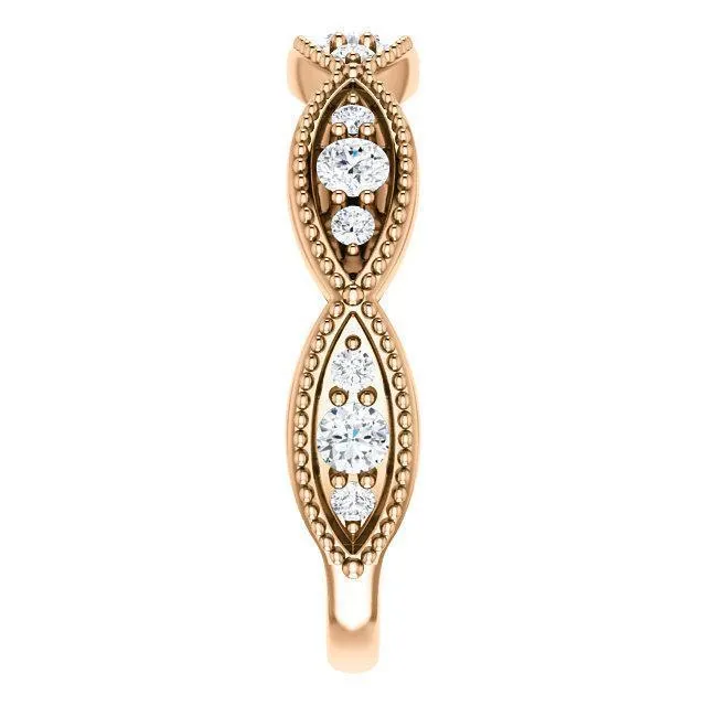 Rings Kenla Round Trifecta Diamond 34 Eternity Milgrain Band Fire Brilliance 