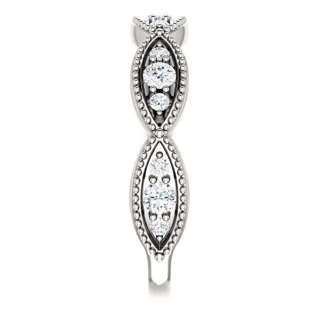 Rings Kenla Round Trifecta Diamond 34 Eternity Milgrain Band Fire Brilliance 