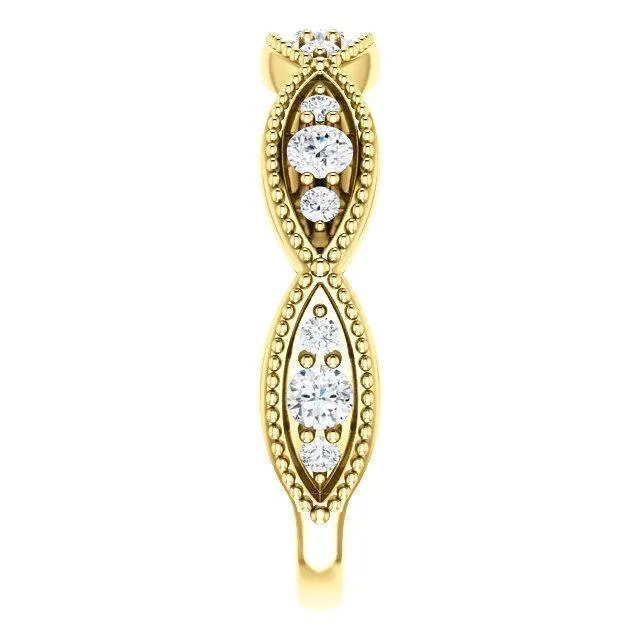 Rings Kenla Round Trifecta Diamond 34 Eternity Milgrain Band Fire Brilliance 