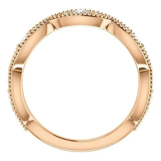 Rings Kenla Round Trifecta Diamond 34 Eternity Milgrain Band Fire Brilliance 
