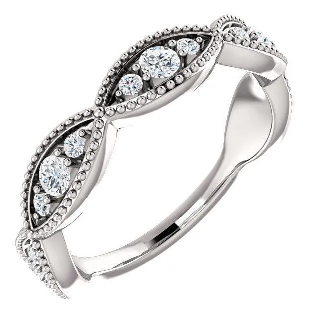 Rings Kenla Round Trifecta Diamond 34 Eternity Milgrain Band Fire Brilliance 