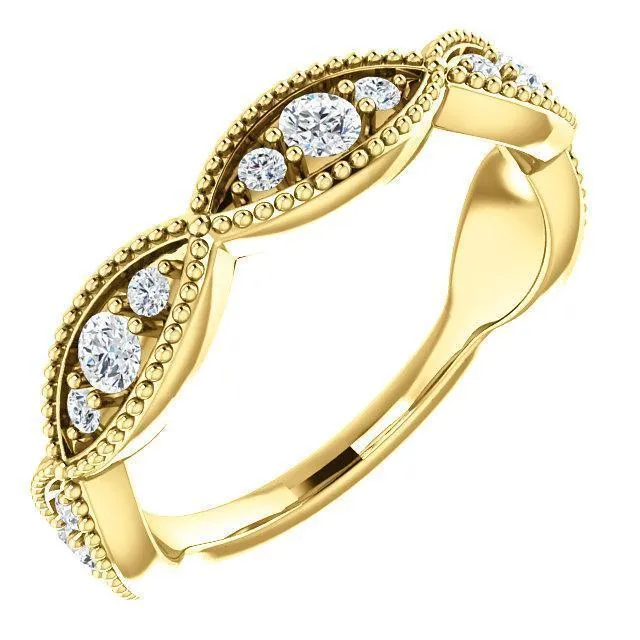 Rings Kenla Round Trifecta Diamond 34 Eternity Milgrain Band Fire Brilliance 