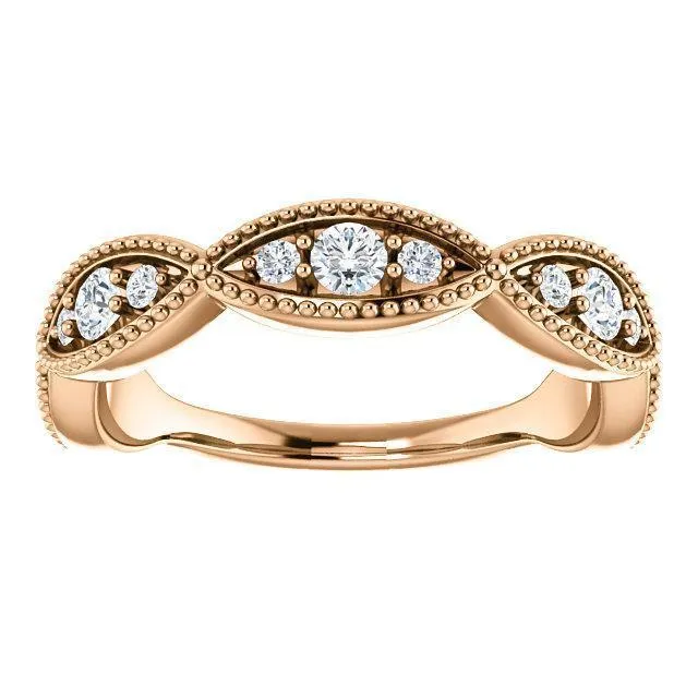 Rings Kenla Round Trifecta Diamond 34 Eternity Milgrain Band Fire Brilliance 