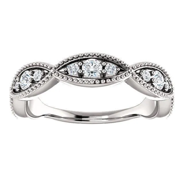 Rings Kenla Round Trifecta Diamond 34 Eternity Milgrain Band Fire Brilliance 