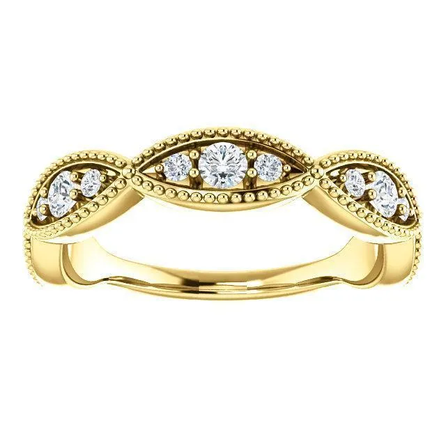 Rings Kenla Round Trifecta Diamond 34 Eternity Milgrain Band Fire Brilliance 