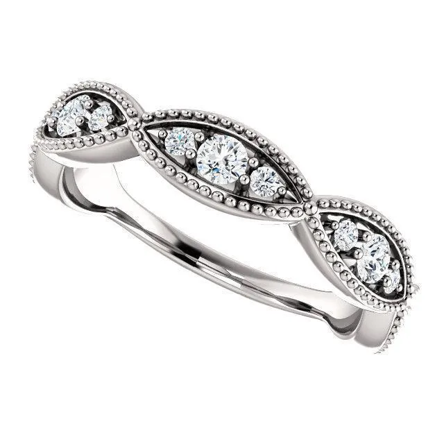 Rings Kenla Round Trifecta Diamond 34 Eternity Milgrain Band Fire Brilliance 