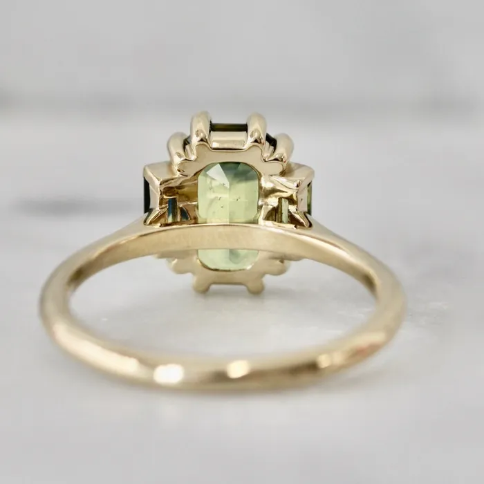 Rings Made By Gem Breakfast Wild Child GreenYellow Emerald Cut Sapphire Ring