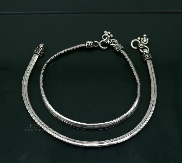 TRIBAL ORNAMENTS Bracelets 925 sterling silver snake chain ankle bracelet excellent customized trendy stylish anklets foot bracelet belly dance jewelry nank426