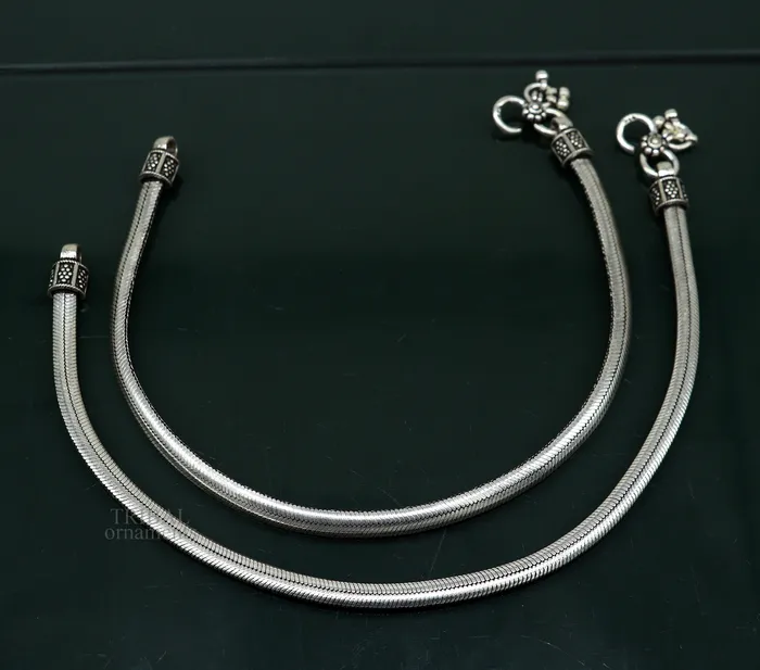 TRIBAL ORNAMENTS Bracelets 925 sterling silver snake chain ankle bracelet excellent customized trendy stylish anklets foot bracelet belly dance jewelry nank426