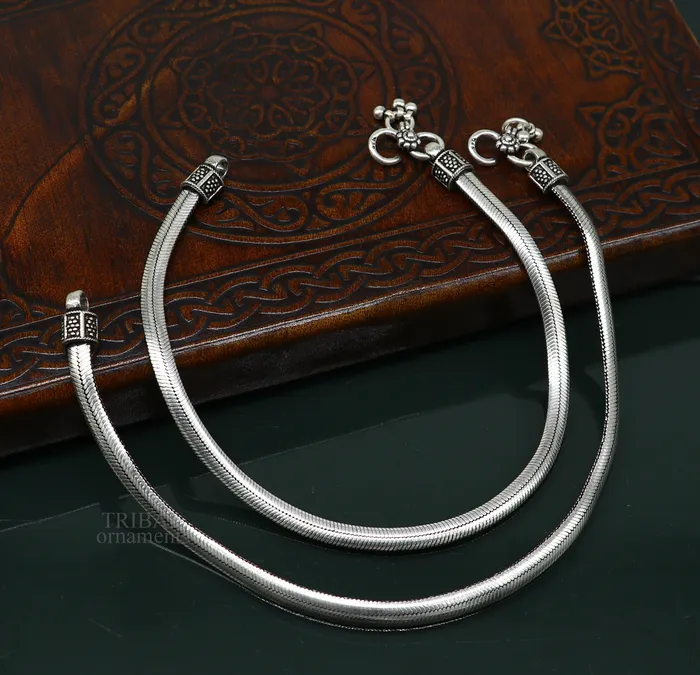 TRIBAL ORNAMENTS Bracelets 925 sterling silver snake chain ankle bracelet excellent customized trendy stylish anklets foot bracelet belly dance jewelry nank426
