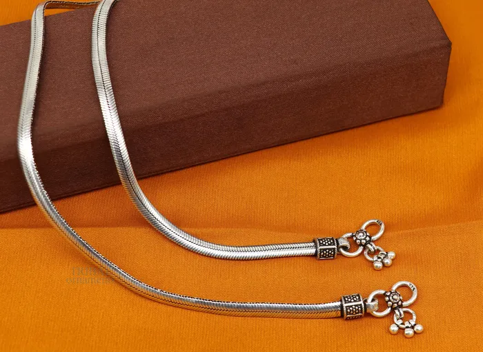 TRIBAL ORNAMENTS Bracelets 925 sterling silver snake chain ankle bracelet excellent customized trendy stylish anklets foot bracelet belly dance jewelry nank426