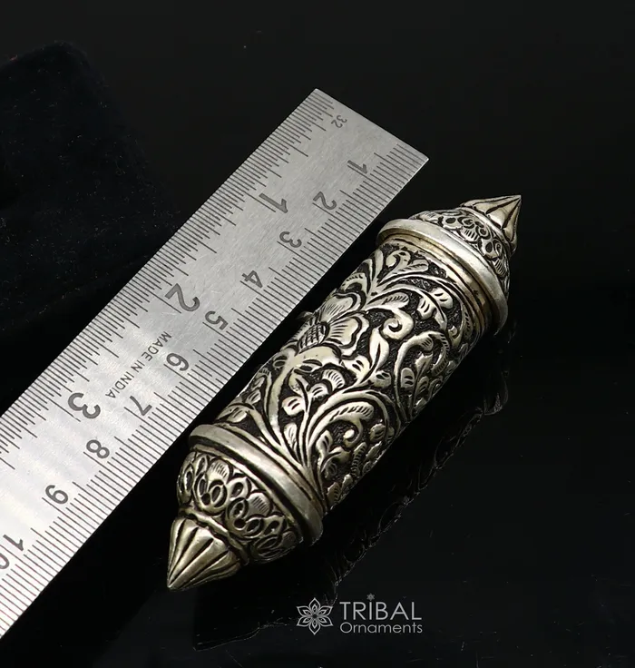 TRIBAL ORNAMENTS Necklaces 925 Sterling silver handmade Nakshai design pendant amulet mantra box pendant with beaded necklace tribal ethnic cultural jewelry set605 TRIBAL ORNAMENTS Necklaces 925 Sterling silver handmade Nakshai design pendant amulet mantra box pendant with beaded necklace tribal ethnic cultural jewelry set605