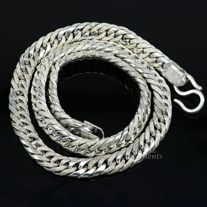 TRIBAL ORNAMENTS Necklaces 925 sterling silver handmade vintage design Custom Cuban curb link chain solid heavy necklace chain for boys mens gifting jewelry ch163 TRIBAL ORNAMENTS Necklaces 925 sterling silver handmade vintage design Custom Cuban curb link chain solid heavy necklace chain for boys mens gifting jewelry ch163