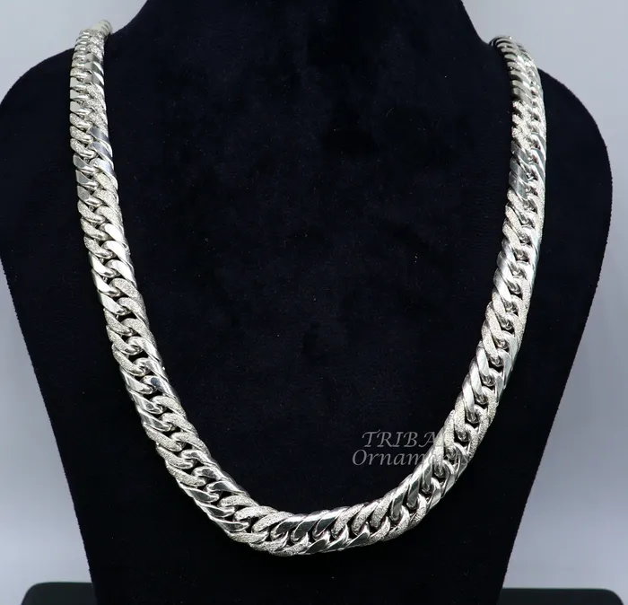 TRIBAL ORNAMENTS Necklaces 925 sterling silver handmade vintage design Custom Cuban curb link chain solid heavy necklace chain for boys mens gifting jewelry ch163