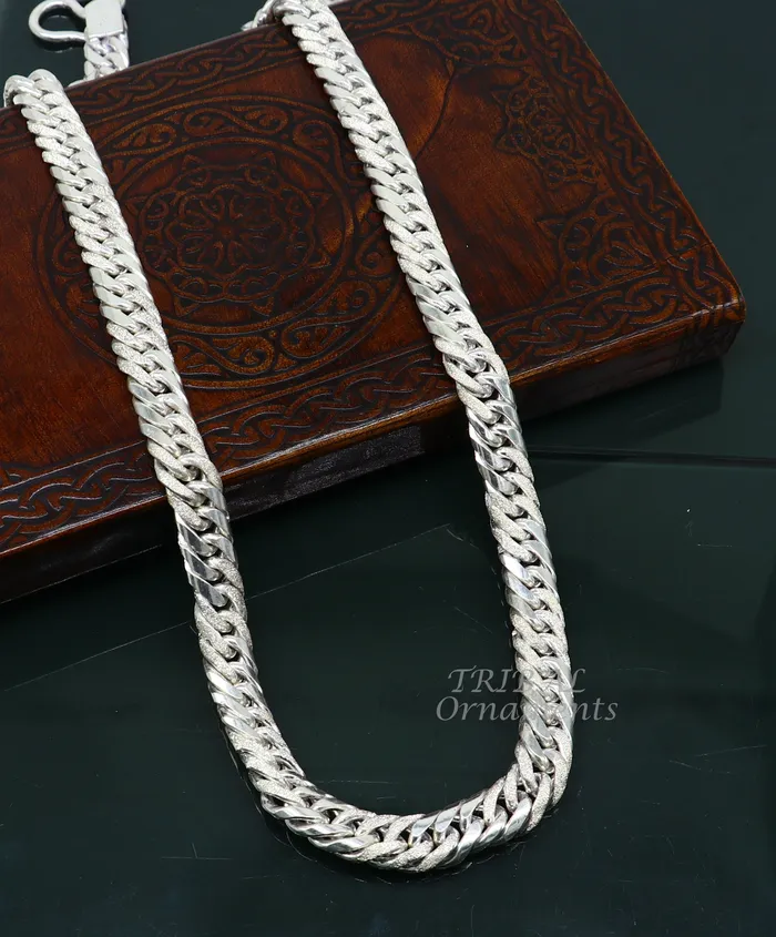 TRIBAL ORNAMENTS Necklaces 925 sterling silver handmade vintage design Custom Cuban curb link chain solid heavy necklace chain for boys mens gifting jewelry ch163