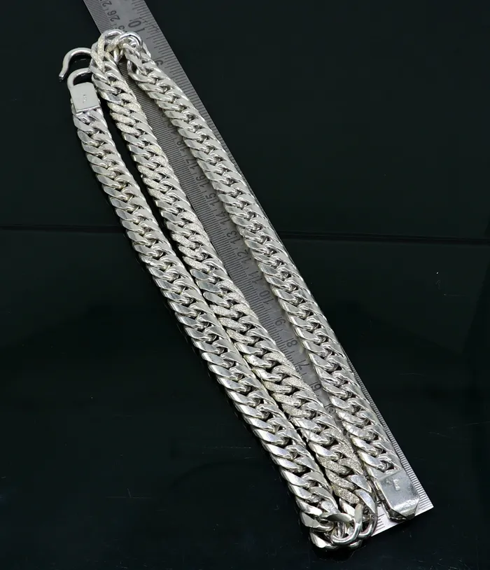 TRIBAL ORNAMENTS Necklaces 925 sterling silver handmade vintage design Custom Cuban curb link chain solid heavy necklace chain for boys mens gifting jewelry ch163