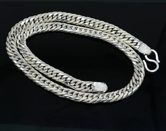 TRIBAL ORNAMENTS Necklaces 925 sterling silver handmade vintage design Custom Cuban curb link chain solid heavy necklace chain for boys mens gifting jewelry ch163
