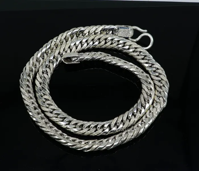 TRIBAL ORNAMENTS Necklaces 925 sterling silver handmade vintage design Custom Cuban curb link chain solid heavy necklace chain for boys mens gifting jewelry ch163