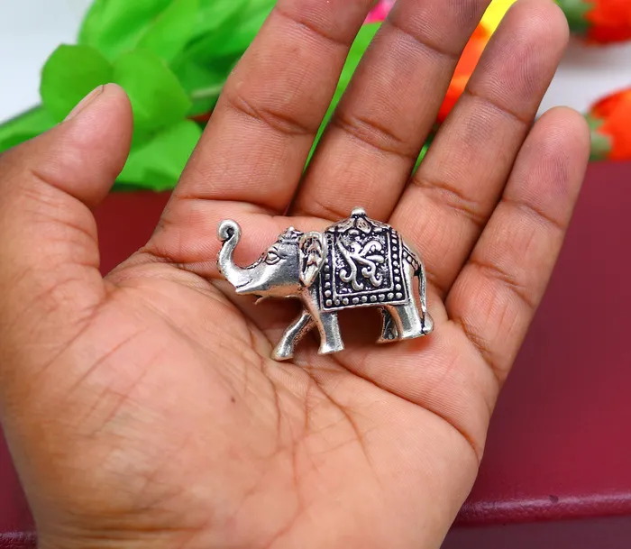 TRIBAL ORNAMENTS Necklaces Fully solid 925 Sterling silver Kandrai work Nakshi design Elephant statue puja article figurine for wealth and prosperity art606 TRIBAL ORNAMENTS Necklaces Fully solid 925 Sterling silver Kandrai work Nakshi design Elephant statue puja article figurine for wealth and prosperity art606