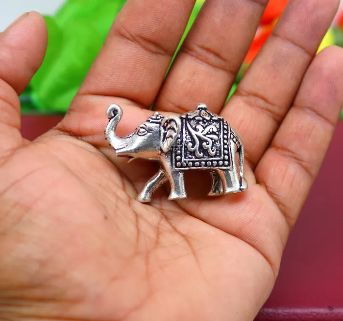TRIBAL ORNAMENTS Necklaces Fully solid 925 Sterling silver Kandrai work Nakshi design Elephant statue puja article figurine for wealth and prosperity art606 TRIBAL ORNAMENTS Necklaces Fully solid 925 Sterling silver Kandrai work Nakshi design Elephant statue puja article figurine for wealth and prosperity art606