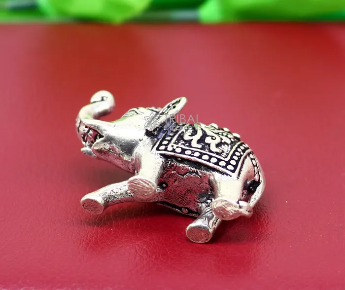 TRIBAL ORNAMENTS Necklaces Fully solid 925 Sterling silver Kandrai work Nakshi design Elephant statue puja article figurine for wealth and prosperity art606 TRIBAL ORNAMENTS Necklaces Fully solid 925 Sterling silver Kandrai work Nakshi design Elephant statue puja article figurine for wealth and prosperity art606