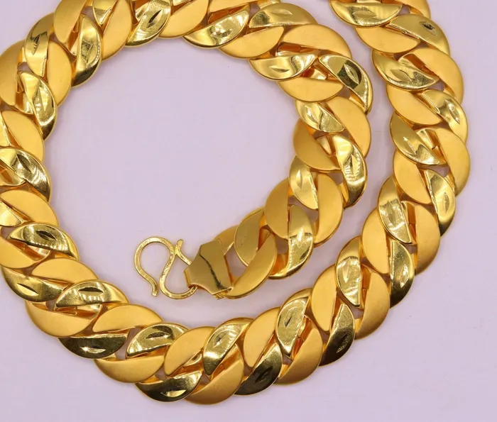 TRIBAL ORNAMENTS Necklaces Sale 22 karat yellow gold handmade chain heavy curb Cuban hollow unisex TRIBAL ORNAMENTS Necklaces Sale 22 karat yellow gold handmade chain heavy curb Cuban hollow unisex