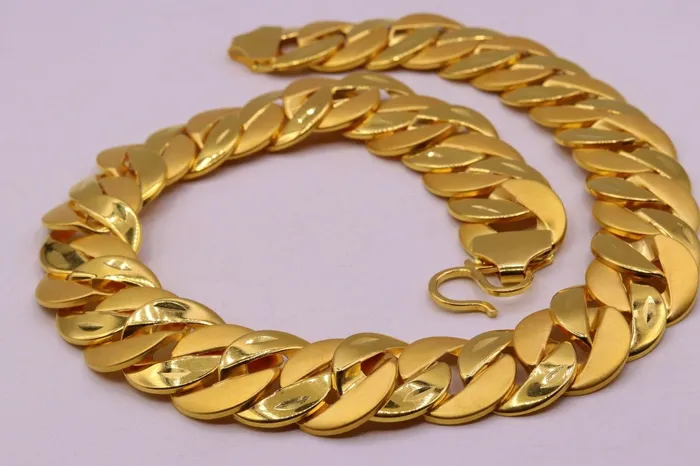 TRIBAL ORNAMENTS Necklaces Sale 22 karat yellow gold handmade chain heavy curb Cuban hollow unisex