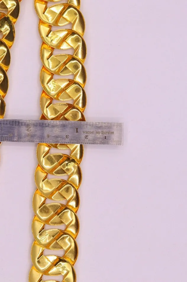 TRIBAL ORNAMENTS Necklaces Sale 22 karat yellow gold handmade chain heavy curb Cuban hollow unisex