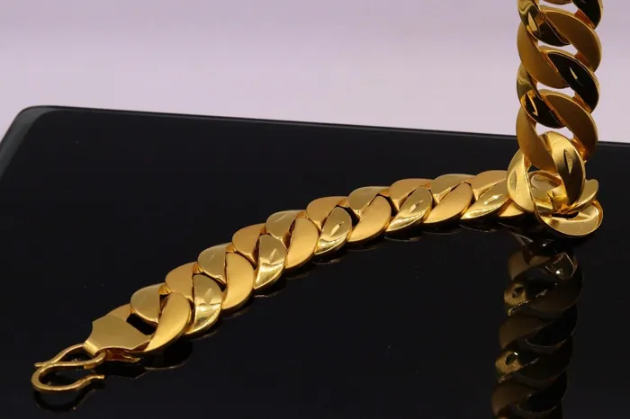 TRIBAL ORNAMENTS Necklaces Sale 22 karat yellow gold handmade chain heavy curb Cuban hollow unisex