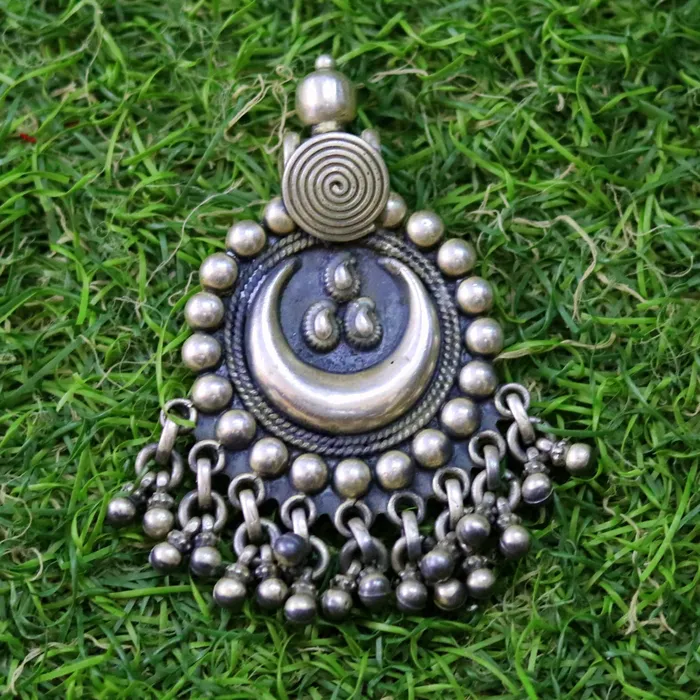 Vintage design handmade 925 sterling silver pendant charm pendantmoon pendant oxidized necklace tribal ethnic temple jewelry nsp336 TRIBAL ORNAMENTS Necklaces