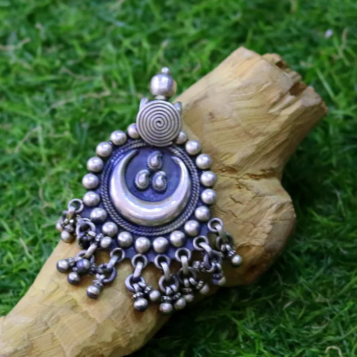 Vintage design handmade 925 sterling silver pendant charm pendantmoon pendant oxidized necklace tribal ethnic temple jewelry nsp336 TRIBAL ORNAMENTS Necklaces