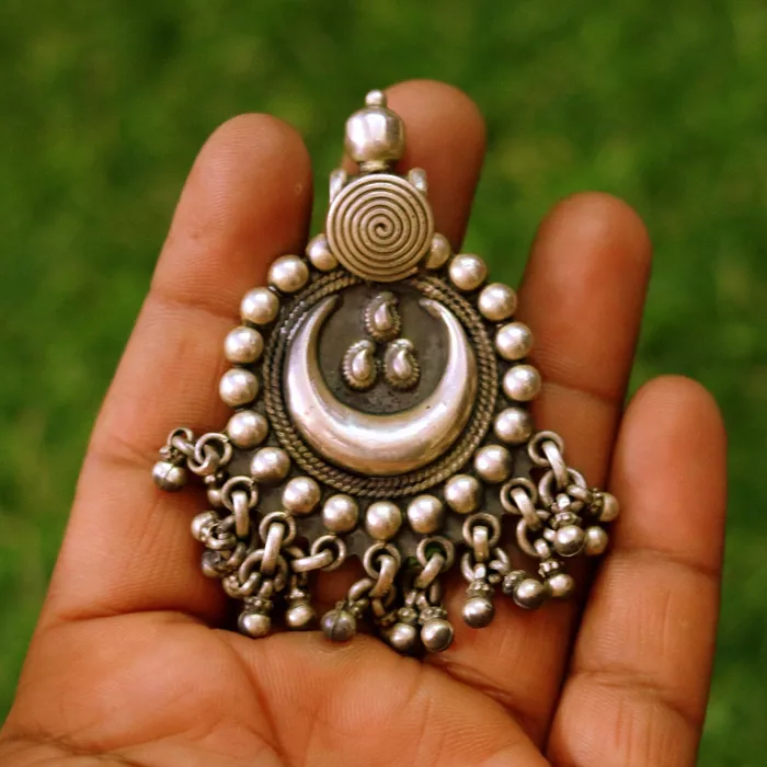 Vintage design handmade 925 sterling silver pendant charm pendantmoon pendant oxidized necklace tribal ethnic temple jewelry nsp336 TRIBAL ORNAMENTS Necklaces