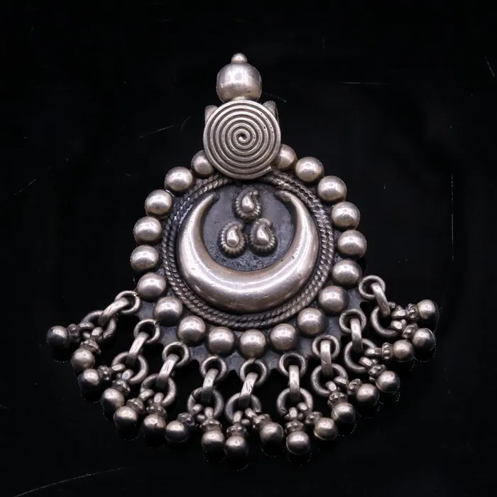 Vintage design handmade 925 sterling silver pendant charm pendantmoon pendant oxidized necklace tribal ethnic temple jewelry nsp336 TRIBAL ORNAMENTS Necklaces