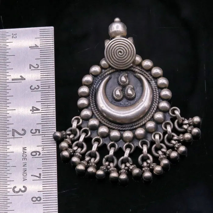 Vintage design handmade 925 sterling silver pendant charm pendantmoon pendant oxidized necklace tribal ethnic temple jewelry nsp336 TRIBAL ORNAMENTS Necklaces