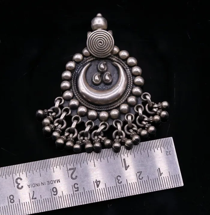 Vintage design handmade 925 sterling silver pendant charm pendantmoon pendant oxidized necklace tribal ethnic temple jewelry nsp336 TRIBAL ORNAMENTS Necklaces