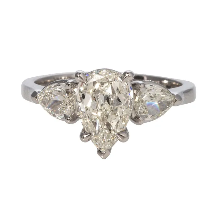 169ctw LAmour Crisscut Pear Diamond ThreeStone Engagement Ring Christopher Designs Rings