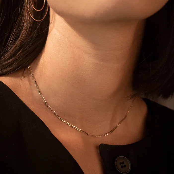 14k Thin Figaro Necklace Rose Gypsy Necklaces