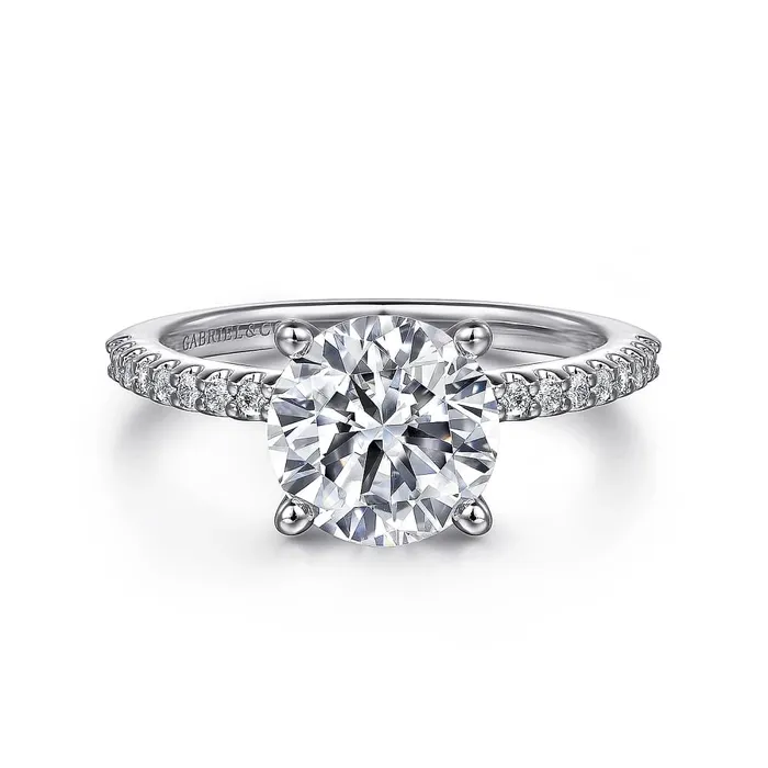 14K White Gold Diamond Semimount Ring Gabriel Co Rings