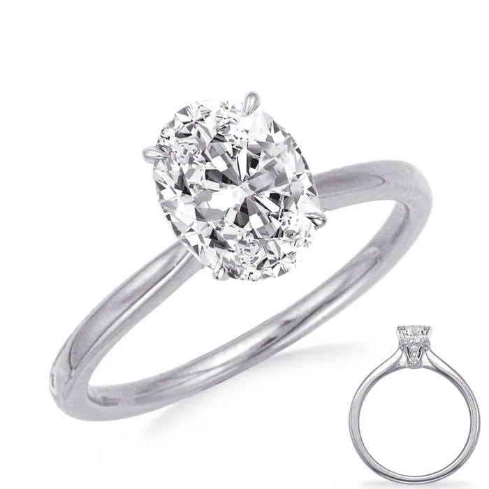 14K White Gold Semi Mount Diamond Ring with Hidden Oval Halo Engagement Collections Rings 14K White Gold Semi Mount Diamond Ring with Hidden Oval Halo Engagement Collections Rings