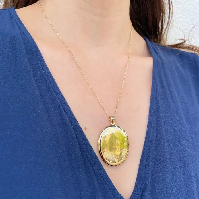 14K Yellow Gold 30x38mm Oval Locket Pendant Croghans Necklaces