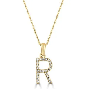 14K Yellow Gold Diamond R Initial Pendant Necklace Meierotto Jewelers Necklaces 14K Yellow Gold Diamond R Initial Pendant Necklace Meierotto Jewelers Necklaces