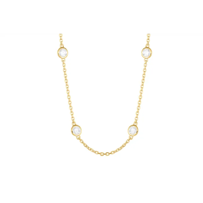 14K Yellow Gold Diamond Station Necklace Meierotto Jewelers Necklaces
