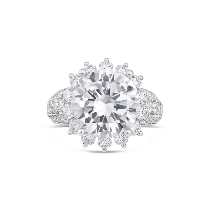 18K White Gold Wide Semi Mount Diamond Ring with Round Spaced Halo Engagement Collections Rings 18K White Gold Wide Semi Mount Diamond Ring with Round Spaced Halo Engagement Collections Rings