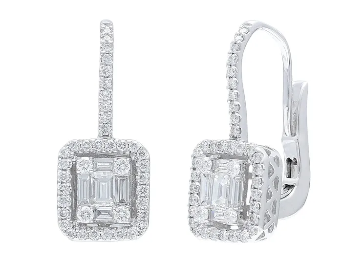 18kt White Gold Baguette Round Diamond French Clip Earrings CJ Charles Jewelers Earrings 18kt White Gold Baguette Round Diamond French Clip Earrings CJ Charles Jewelers Earrings