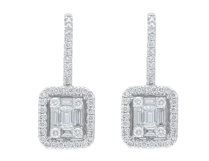 18kt White Gold Baguette Round Diamond French Clip Earrings CJ Charles Jewelers Earrings 18kt White Gold Baguette Round Diamond French Clip Earrings CJ Charles Jewelers Earrings