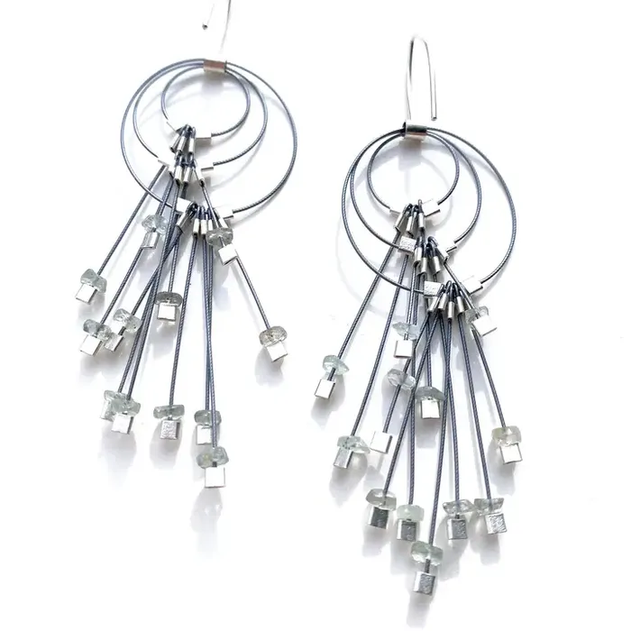 Aerial Large Earrings in Silver Aquamarine Meghan Patrice Riley Earrings